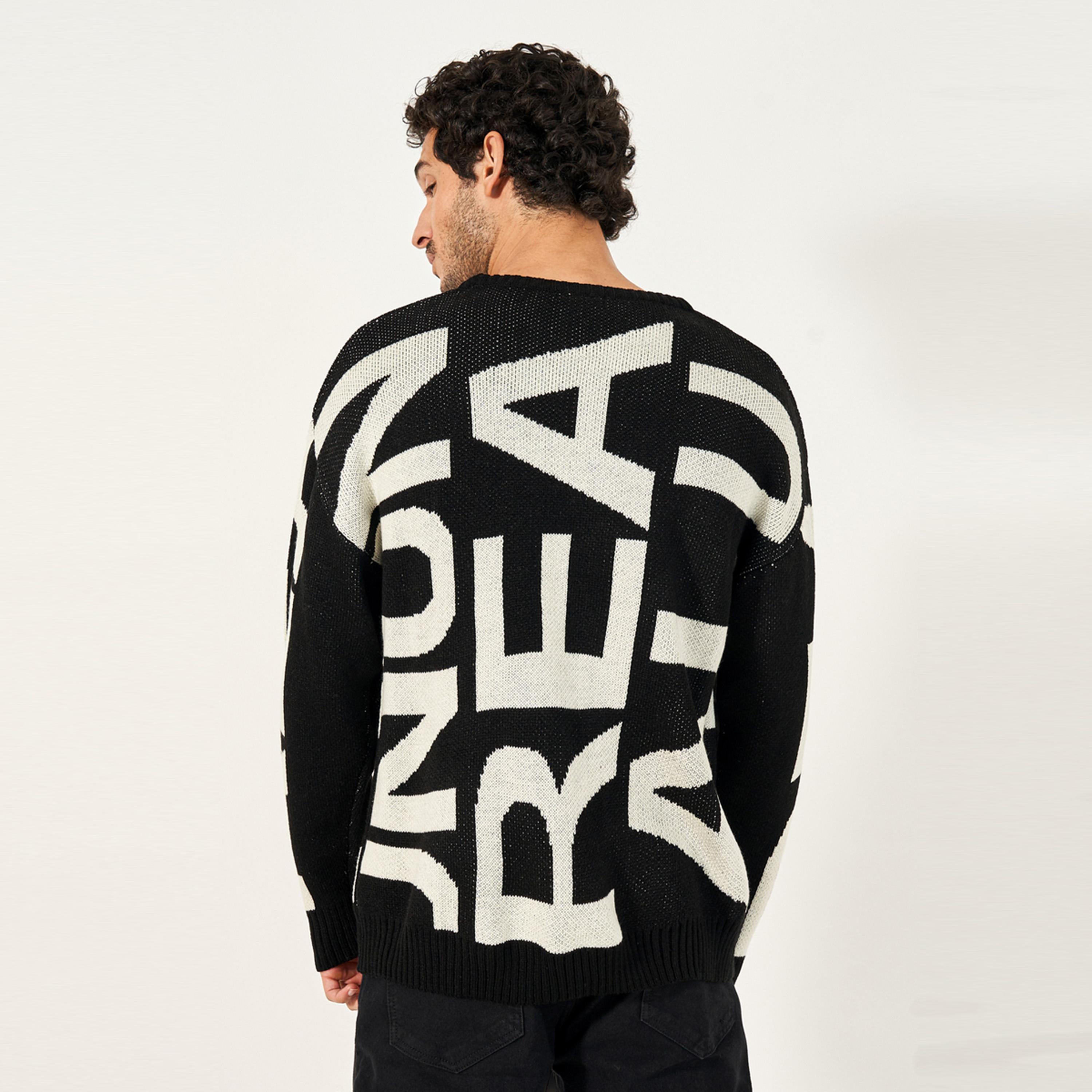 ستايلي - سترة جاكار محبوكة كبيرة الحجم-men-winterwear-sweatersandpullovers-image-1