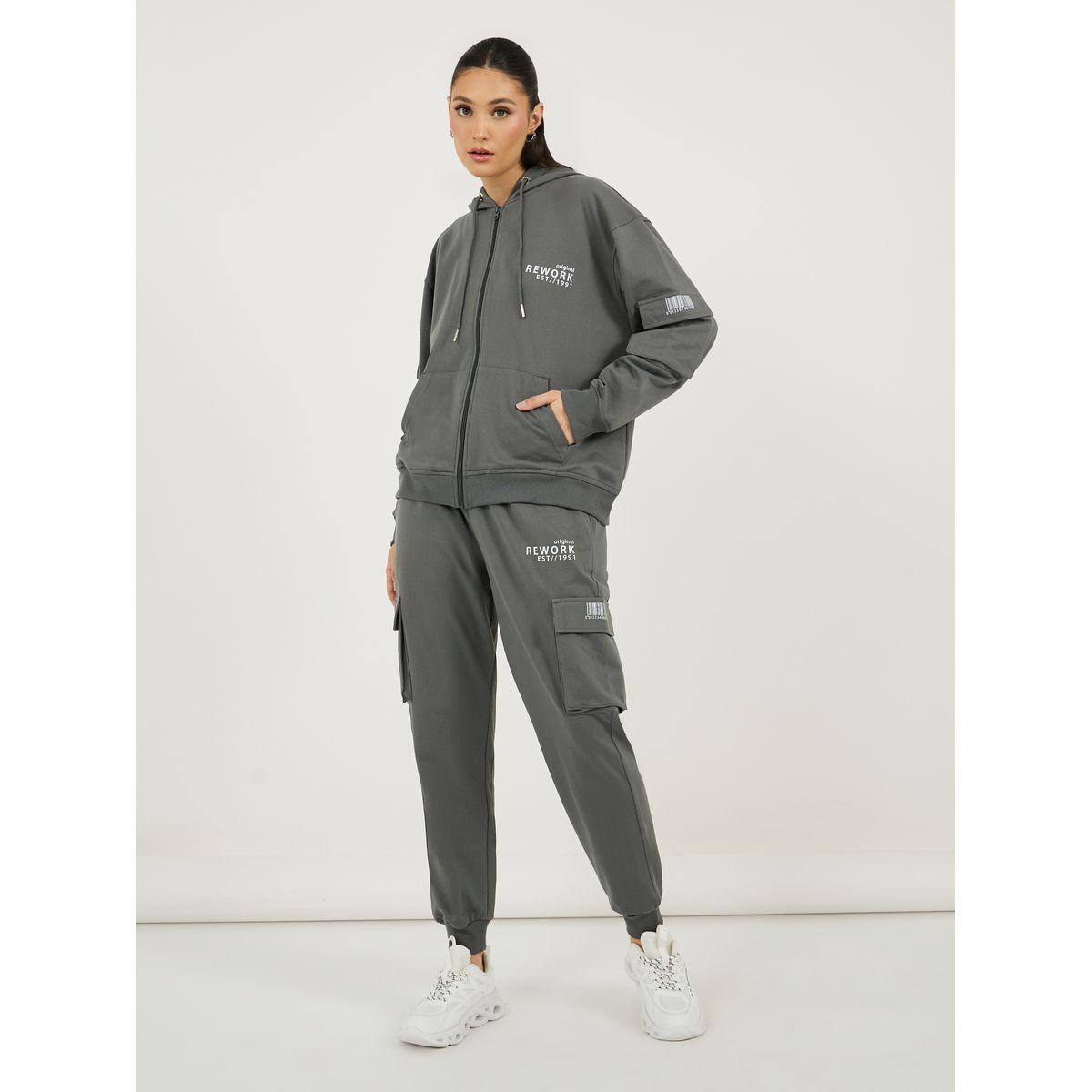 Styli Printed Front Zip Hoodie and Cuffed Joggers Co-Ords-women-clothing-coordsets-image-1