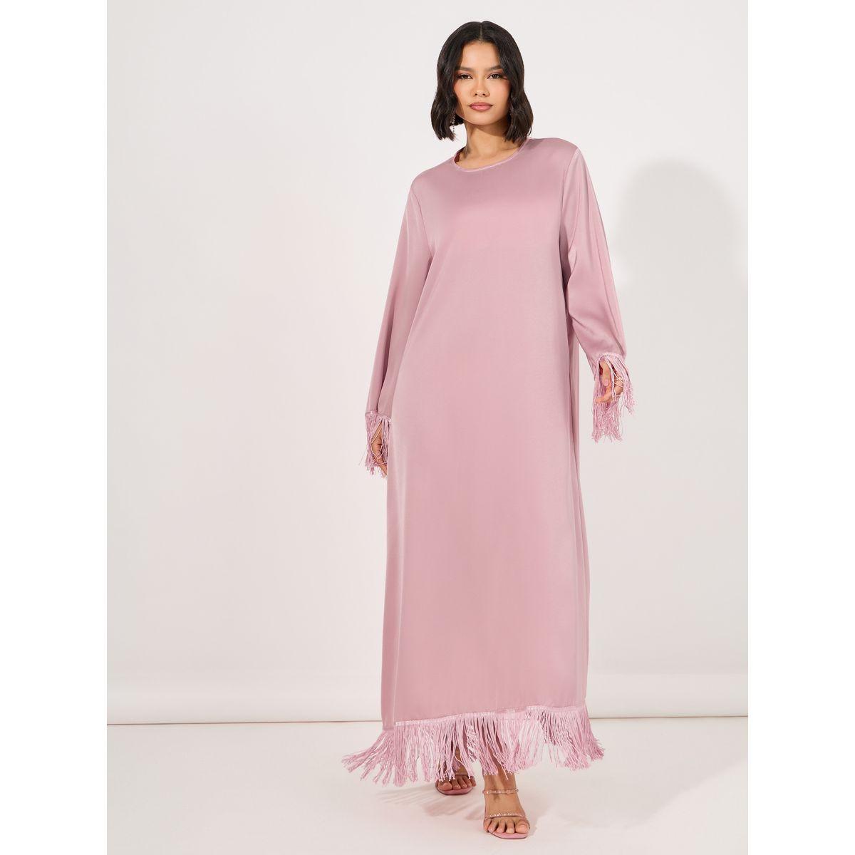 Styli Tasseled Edge Maxi Jalabiya-women-arabicclothing-jalabiyas-image-1
