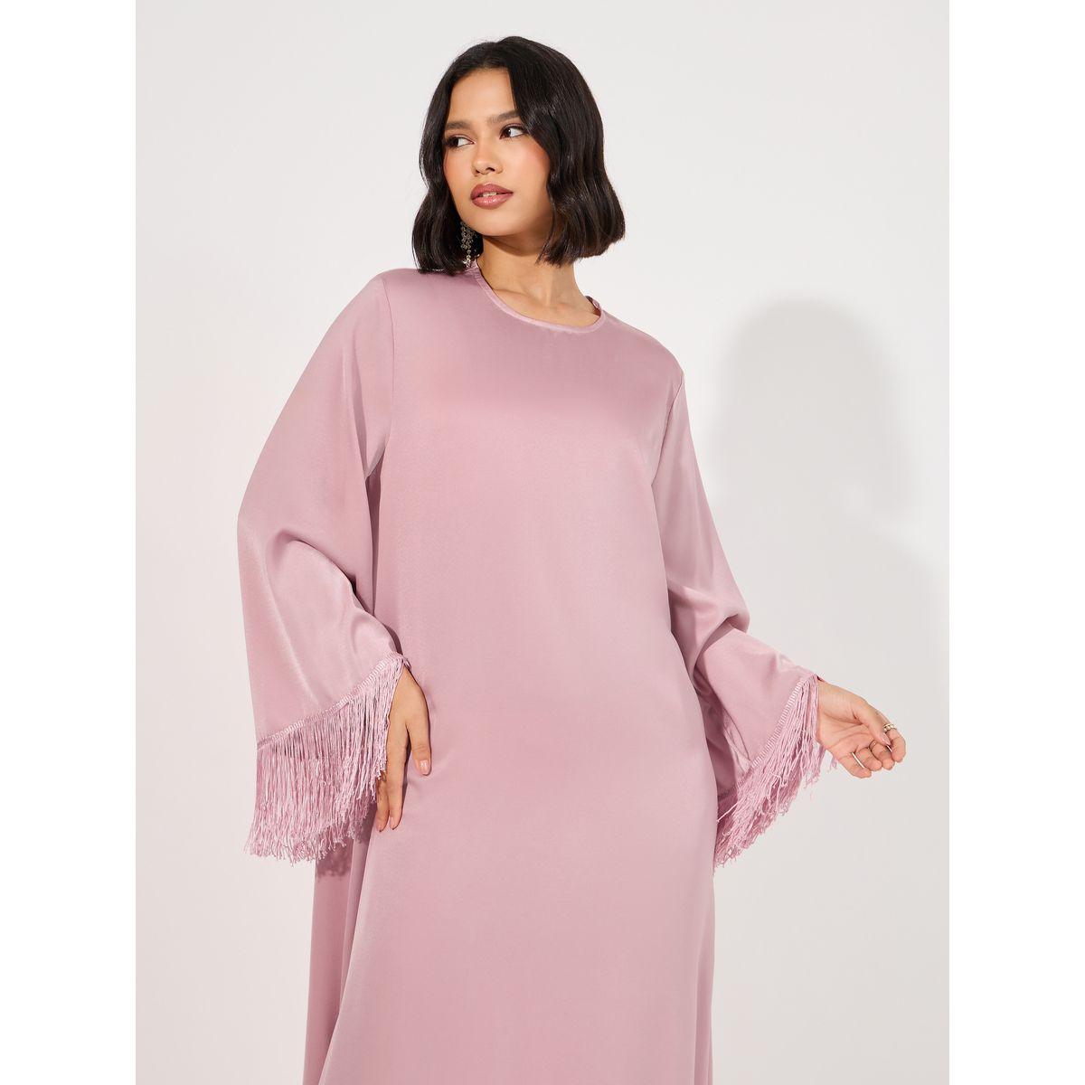 Styli Tasseled Edge Maxi Jalabiya-women-arabicclothing-jalabiyas-image-2