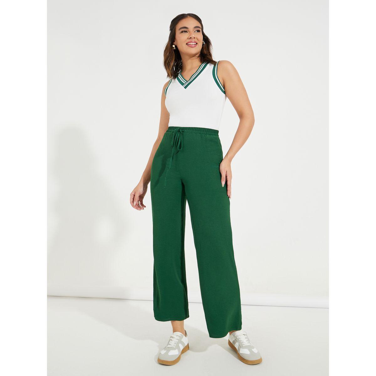 بنطال سادة بأرجل مستقيمة وأربطة-women-clothing-bottoms-trousers-image-1
