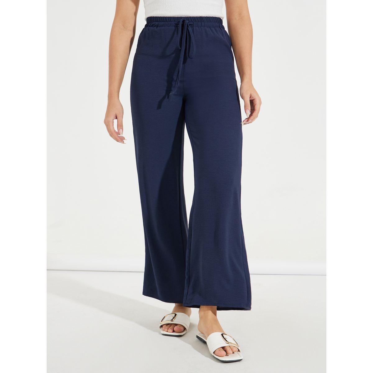 بنطال سادة بأرجل مستقيمة وأربطة-women-clothing-bottoms-trousers-image-3