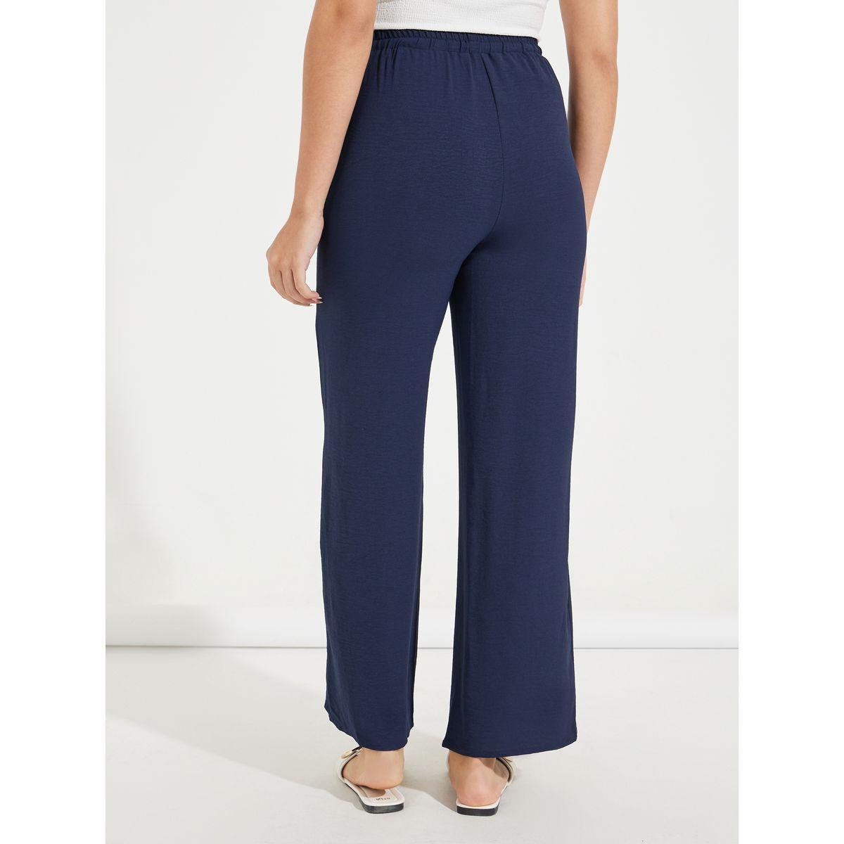 بنطال سادة بأرجل مستقيمة وأربطة-women-clothing-bottoms-trousers-image-1