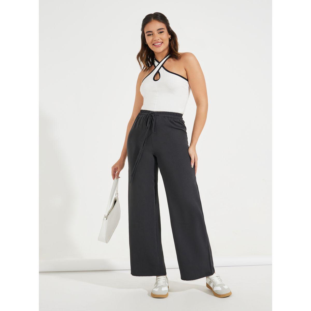 بنطال سادة بأرجل مستقيمة وأربطة-women-clothing-bottoms-trousers-image-4