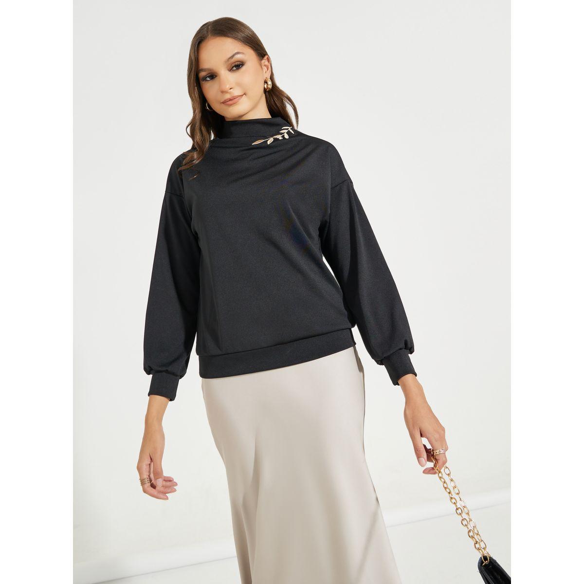 Styli Regular Fit Leaf Embroidery Detail Sweatshirt-women-winterwear-hoodiesandsweatshirts-sweatshirts-image-1