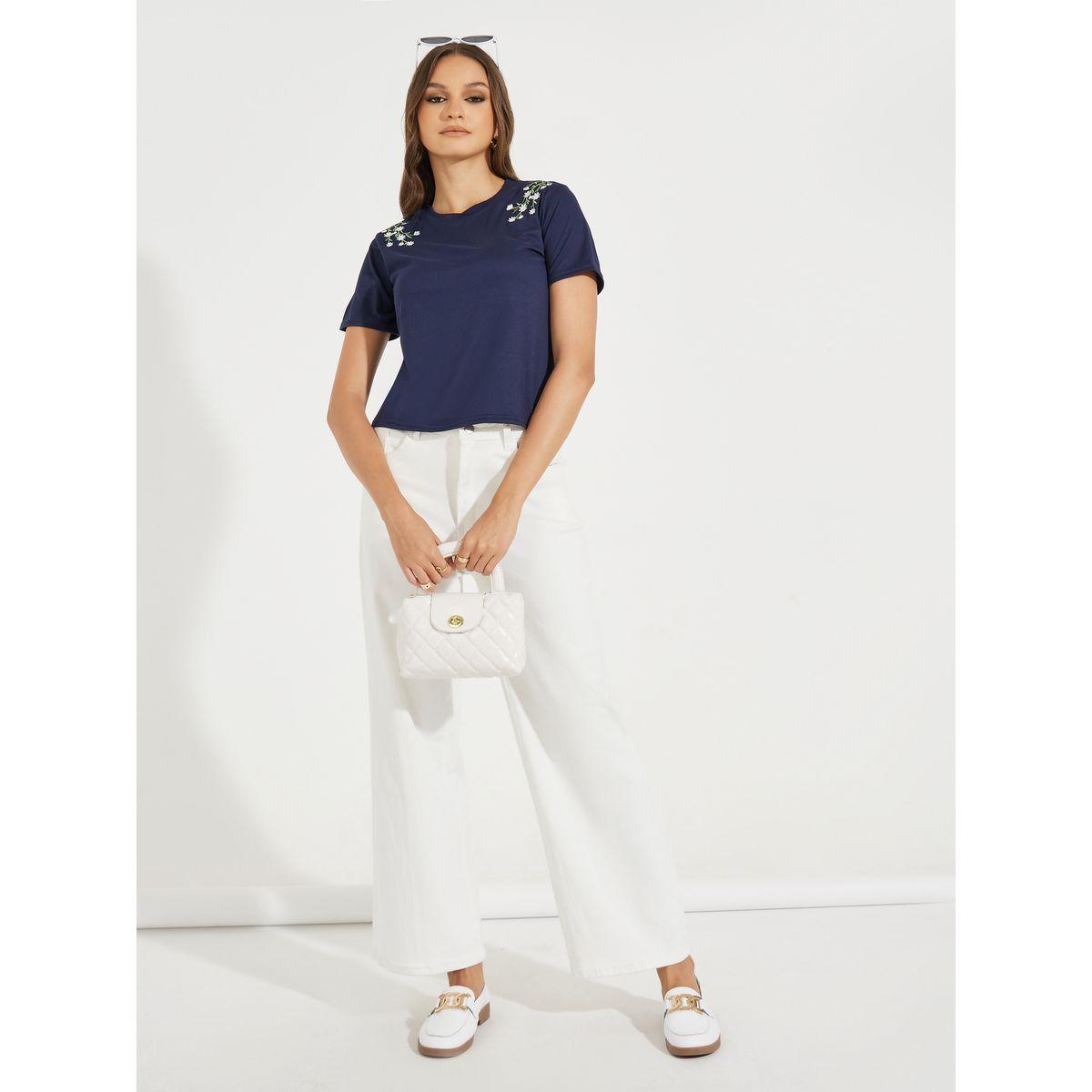 Styli Regular Fit Embroidery Detail T-Shirt-women-clothing-tshirts-image-2