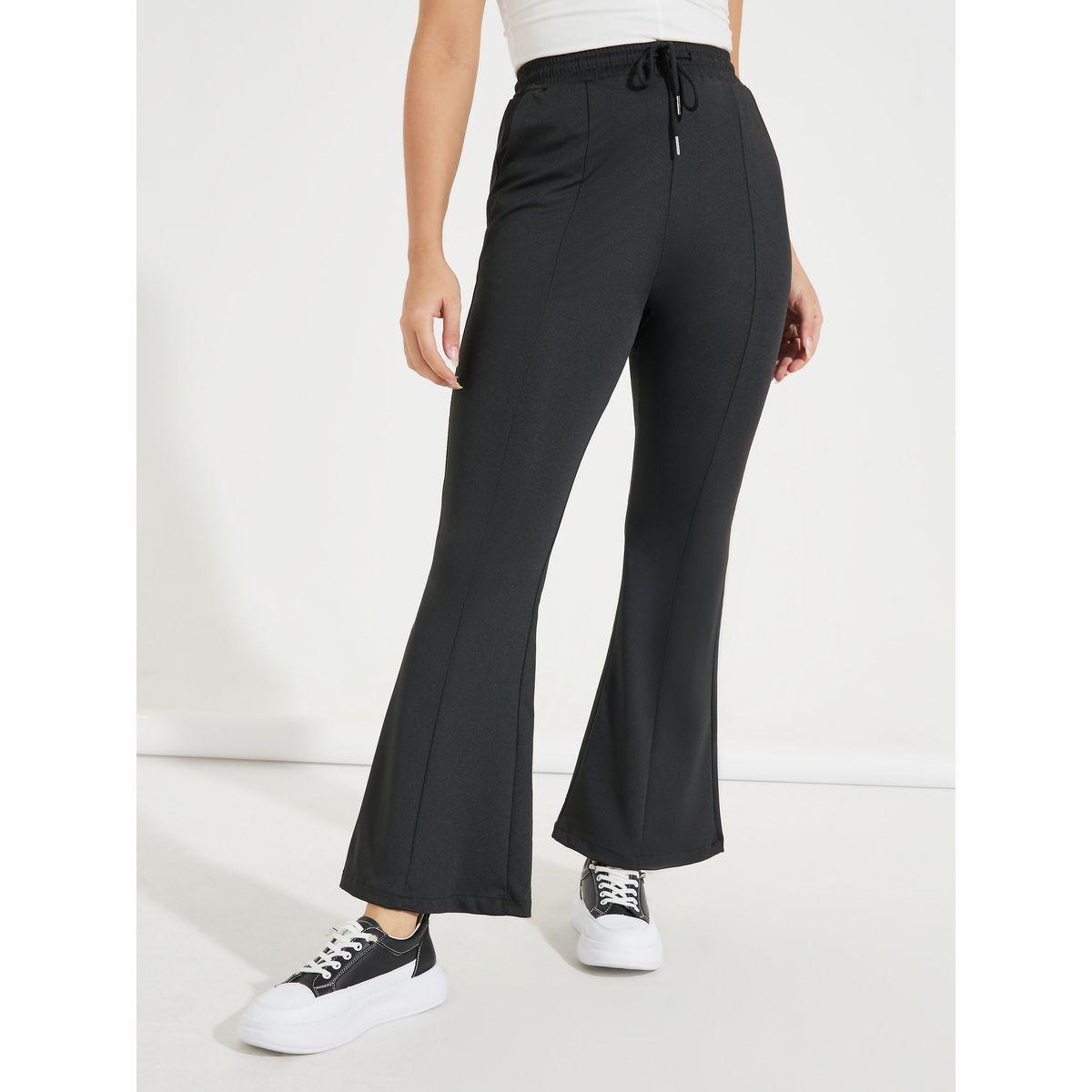 Styli High Rise Bootcut Pants with Drawstring-women-clothing-bottoms-trousers-image-2