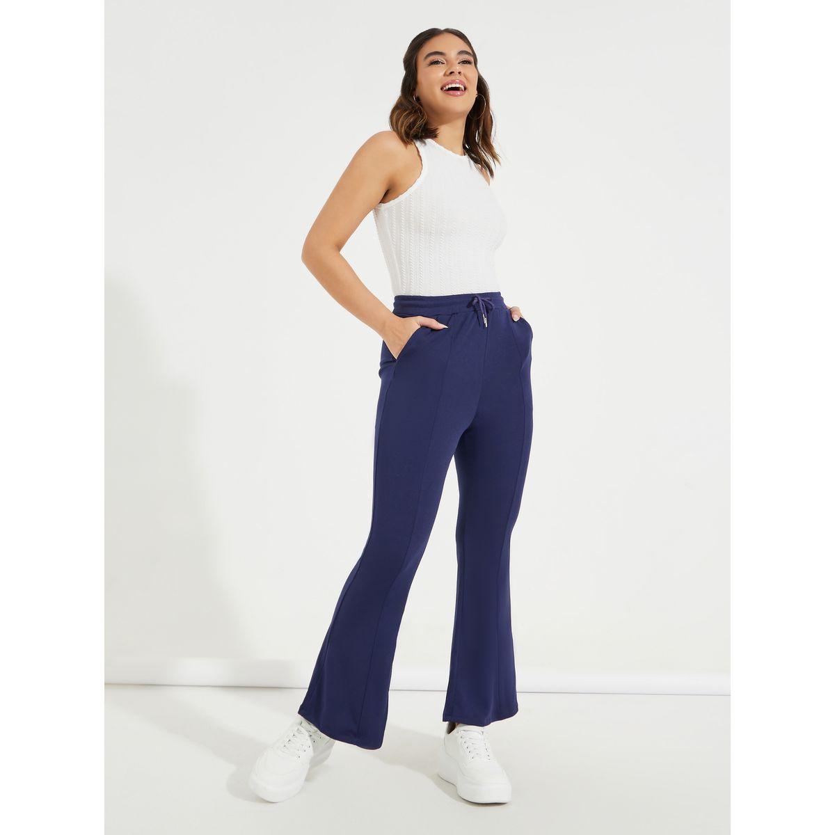 Styli High Rise Bootcut Pants with Drawstring-women-clothing-bottoms-trousers-image-1