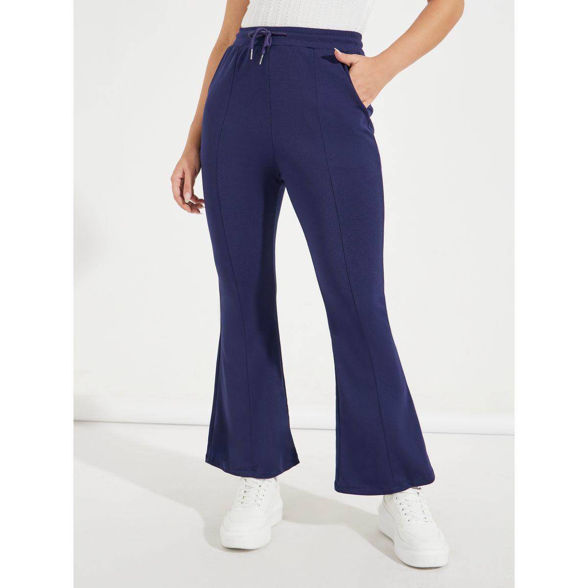 Styli High Rise Bootcut Pants with Drawstring-women-clothing-bottoms-trousers-image-2