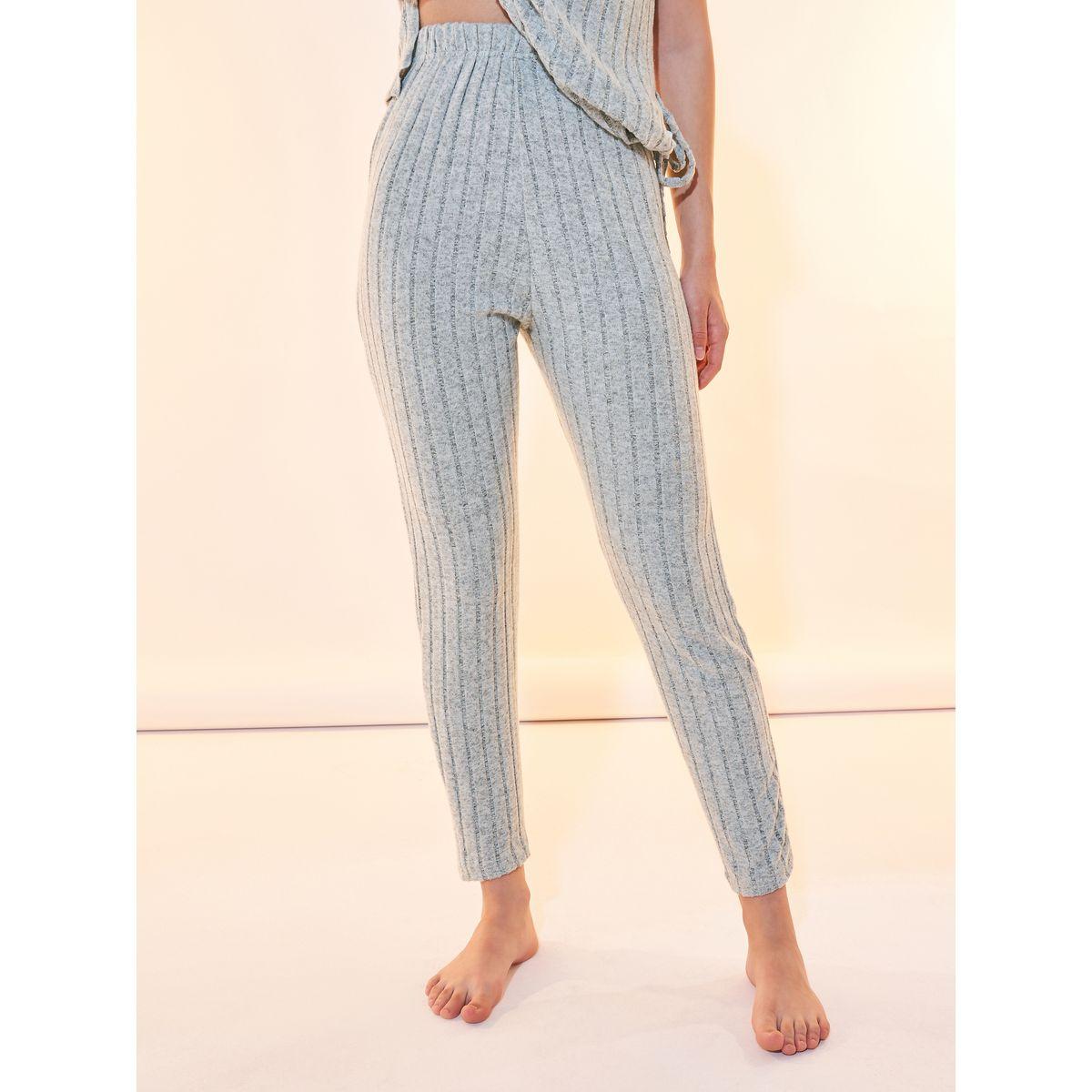 Styli Ribbed Knit Tie Detail Top & Leggings Set-women-clothing-nightwear-pyjamas-longsets-image-6