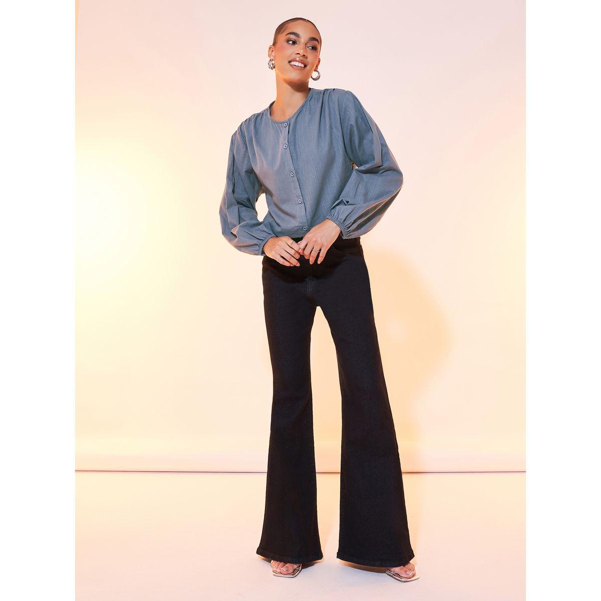بلوزة سادة بأكمام طويلة وأزرار-women-clothing-shirtsandblouses-shirts-image-2
