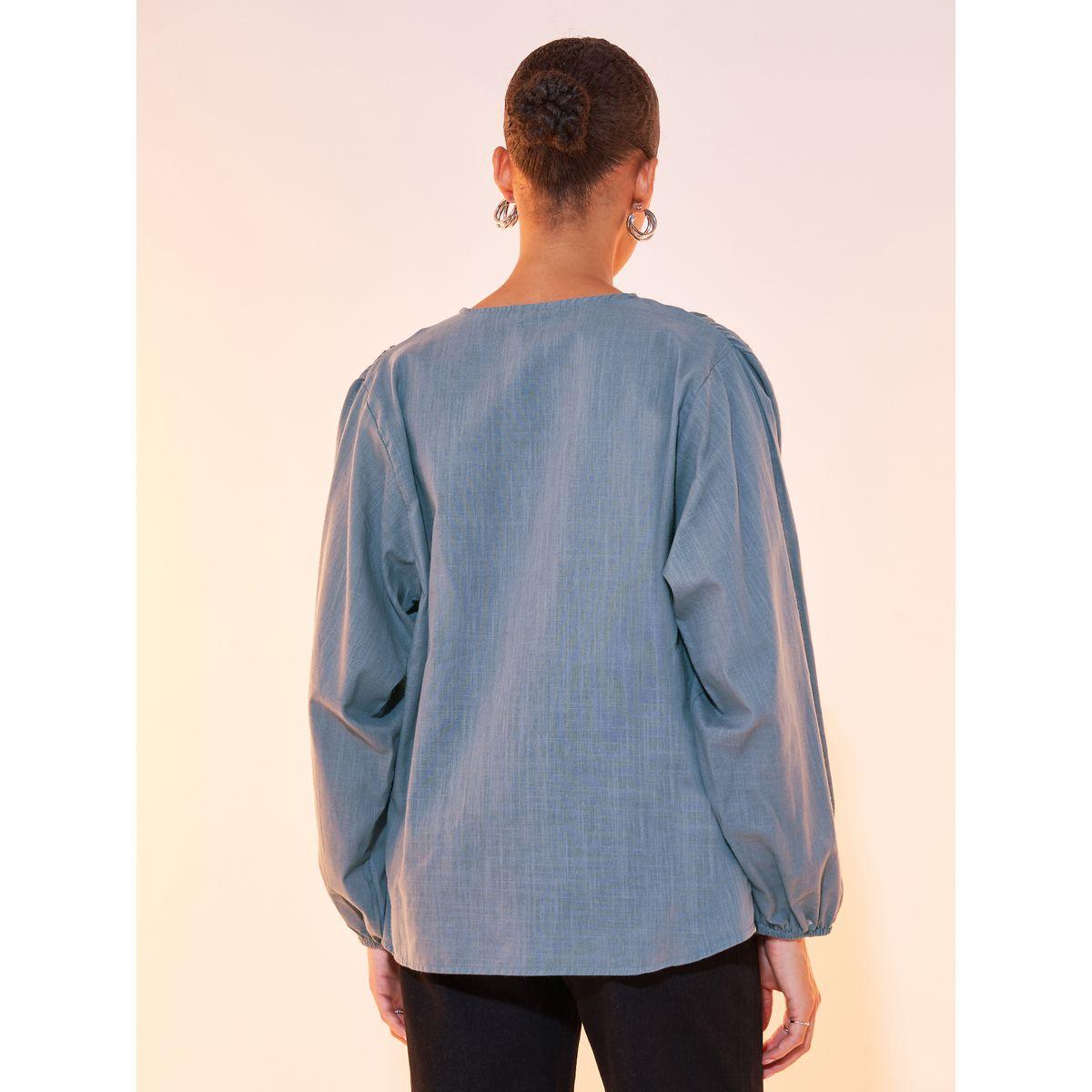 Styli Solid Long Sleeve Button Front Shirt-women-clothing-shirtsandblouses-shirts-image-4