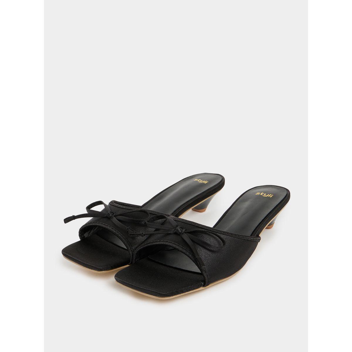 Styli Bow Design Low Heel Sandals-women-shoes-heels-image-2