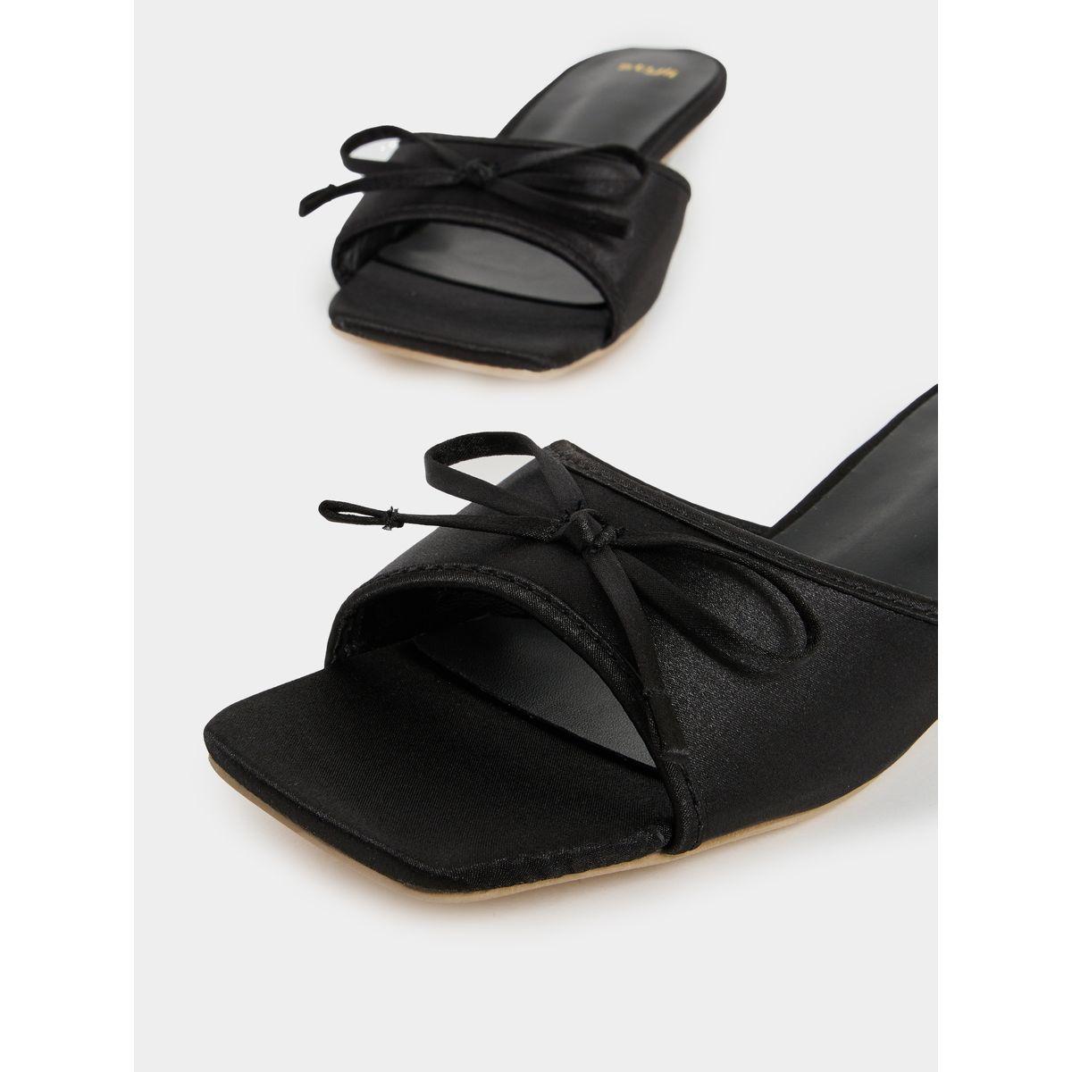 Styli Bow Design Low Heel Sandals-women-shoes-heels-image-3