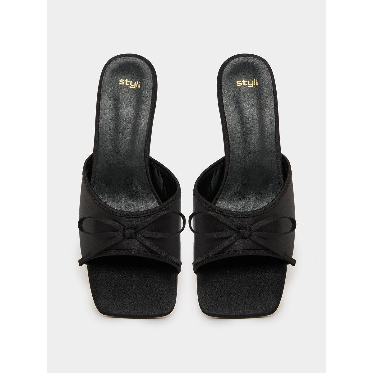 Styli Bow Design Low Heel Sandals-women-shoes-heels-image-5