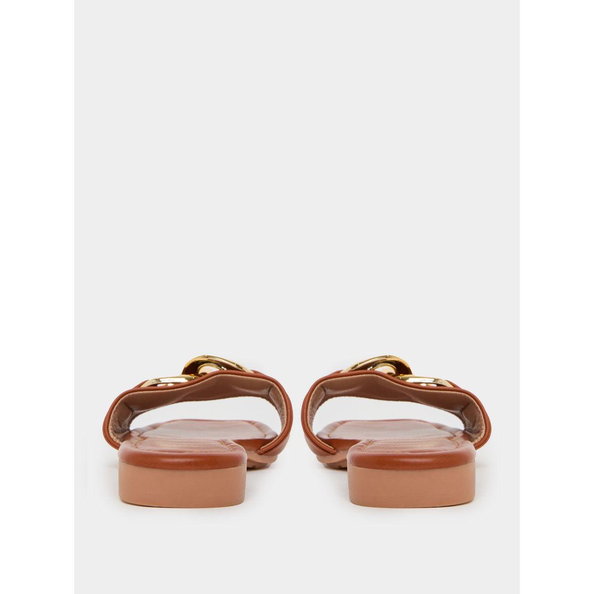 Styli Metallic Chain Accent Flat Sandals-women-shoes-sandals-flats-image-4