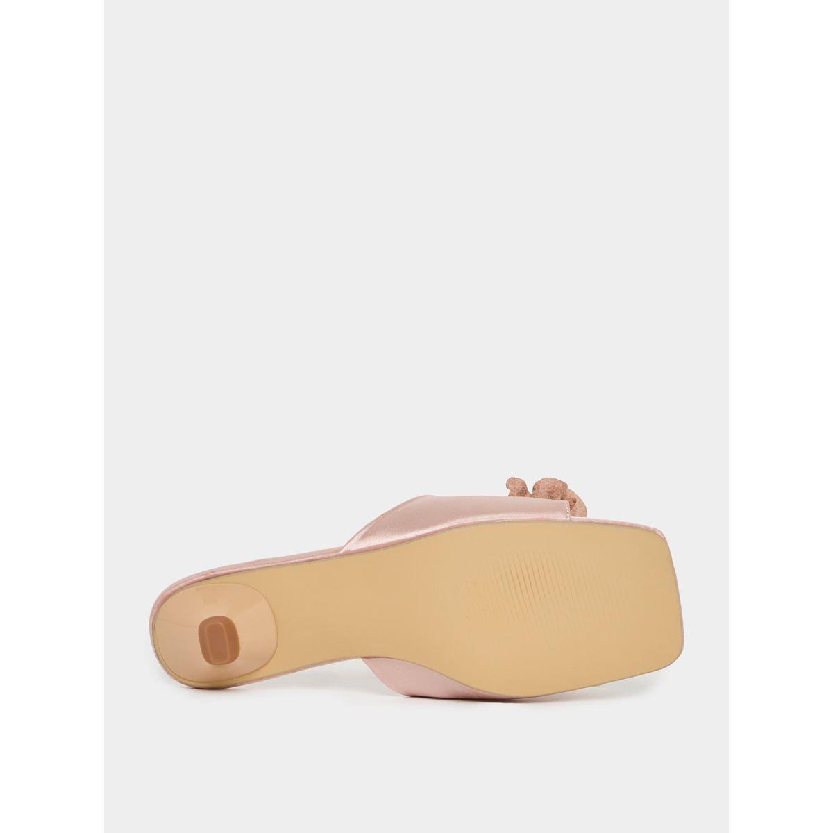 Styli Flower Applique Low Heel Sandals-women-shoes-heels-image-6