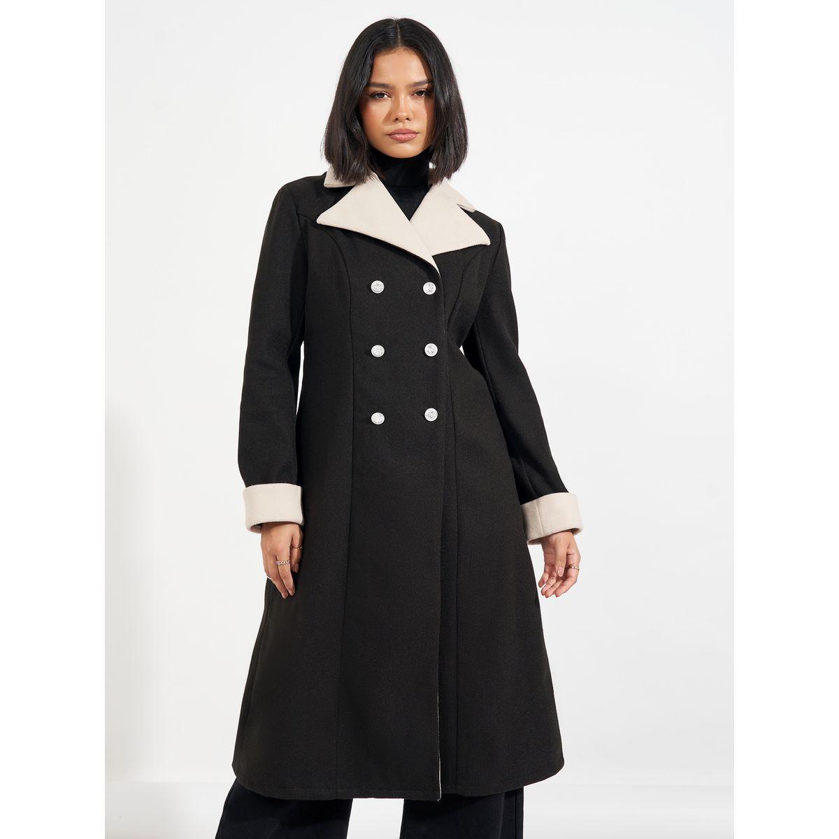 Styli Regular Fit Wool Like Contrast Collar Double Breasted Coat-women-clothing-coatsandjackets-coats-image-3