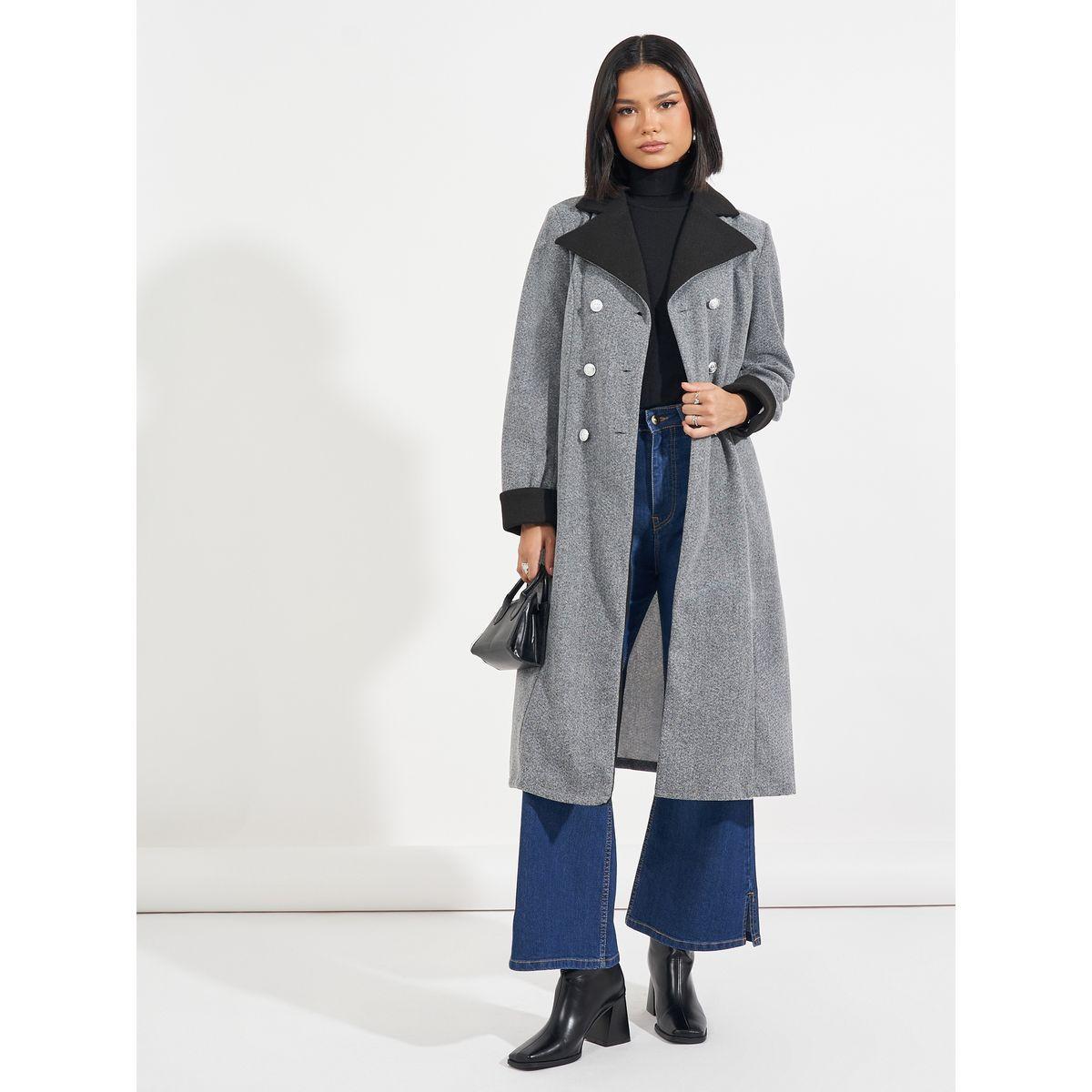 Styli Regular Fit Wool Like Contrast Collar Double Breasted Coat-women-clothing-coatsandjackets-coats-image-2
