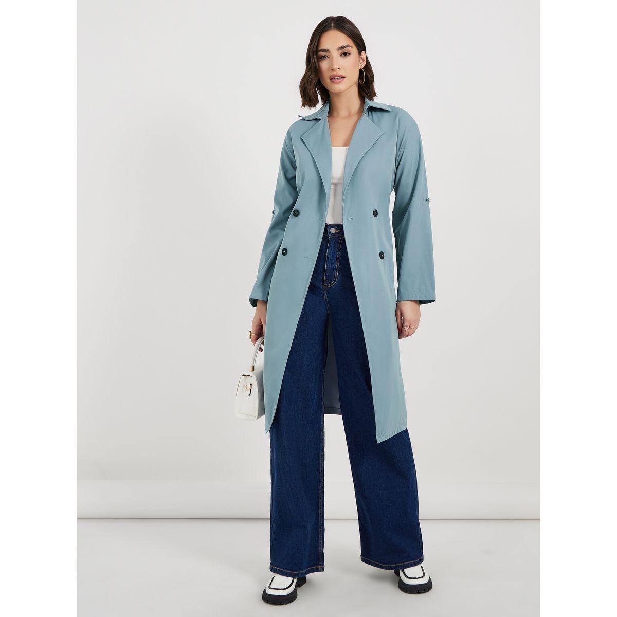 Styli Regular Fit Knee Length Trench Coat-women-clothing-coatsandjackets-coats-image-2
