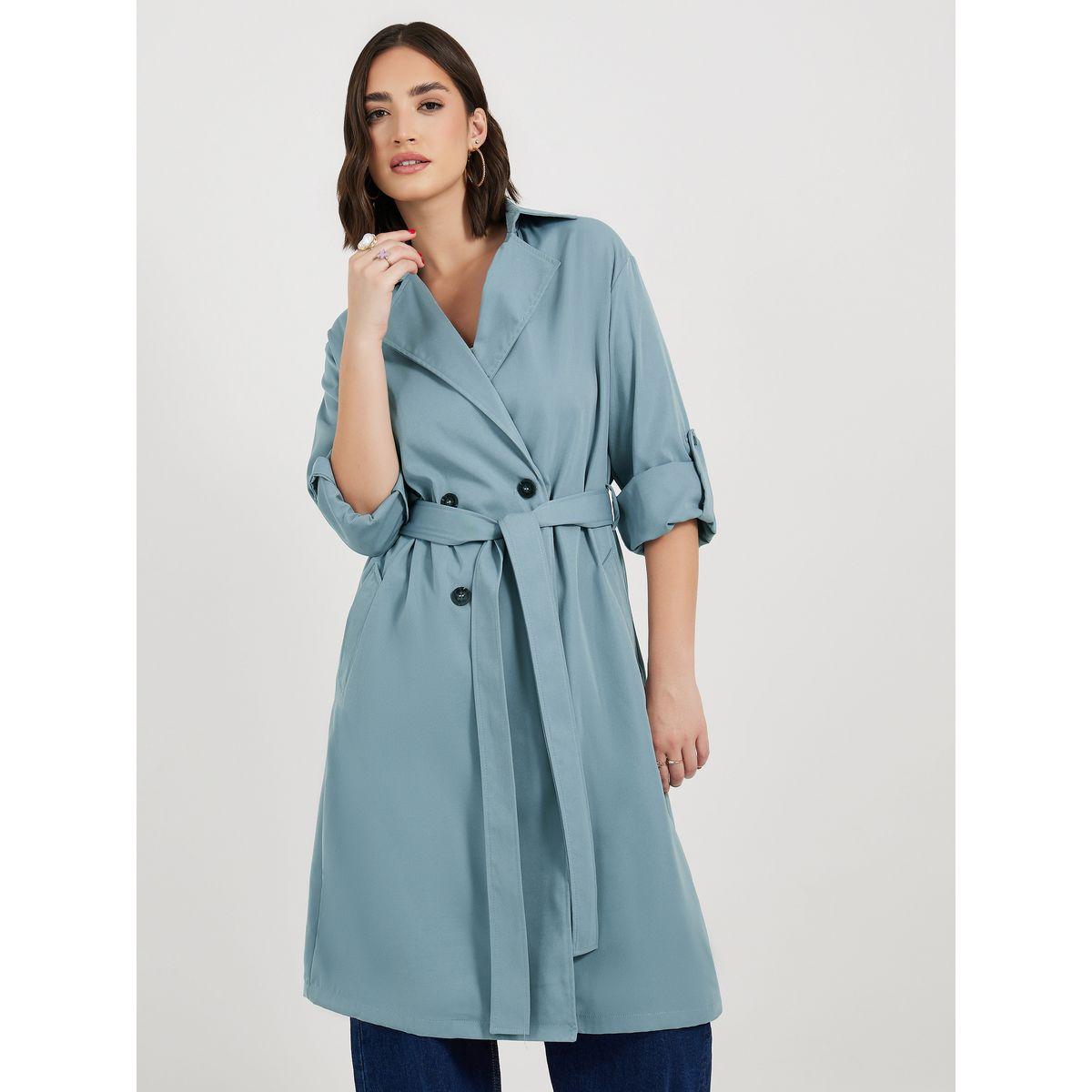 معطف ترنش بطول الركبة مع قصة عادية-women-clothing-coatsandjackets-coats-image-3
