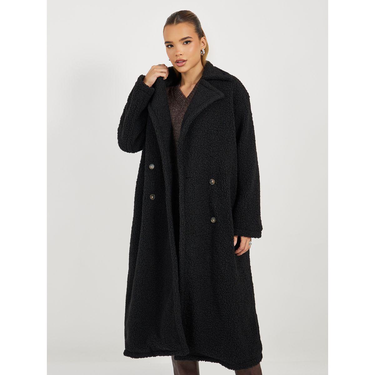 معطف ميدي فضفاض بصدر مزدوج وفرو صناعي-women-clothing-coatsandjackets-coats-image-2