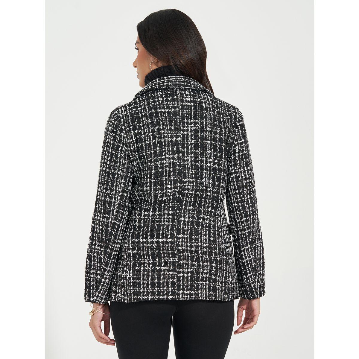 Styli Regular Fit Double Breasted Tweed Blazer-women-clothing-coatsandjackets-blazers-image-5