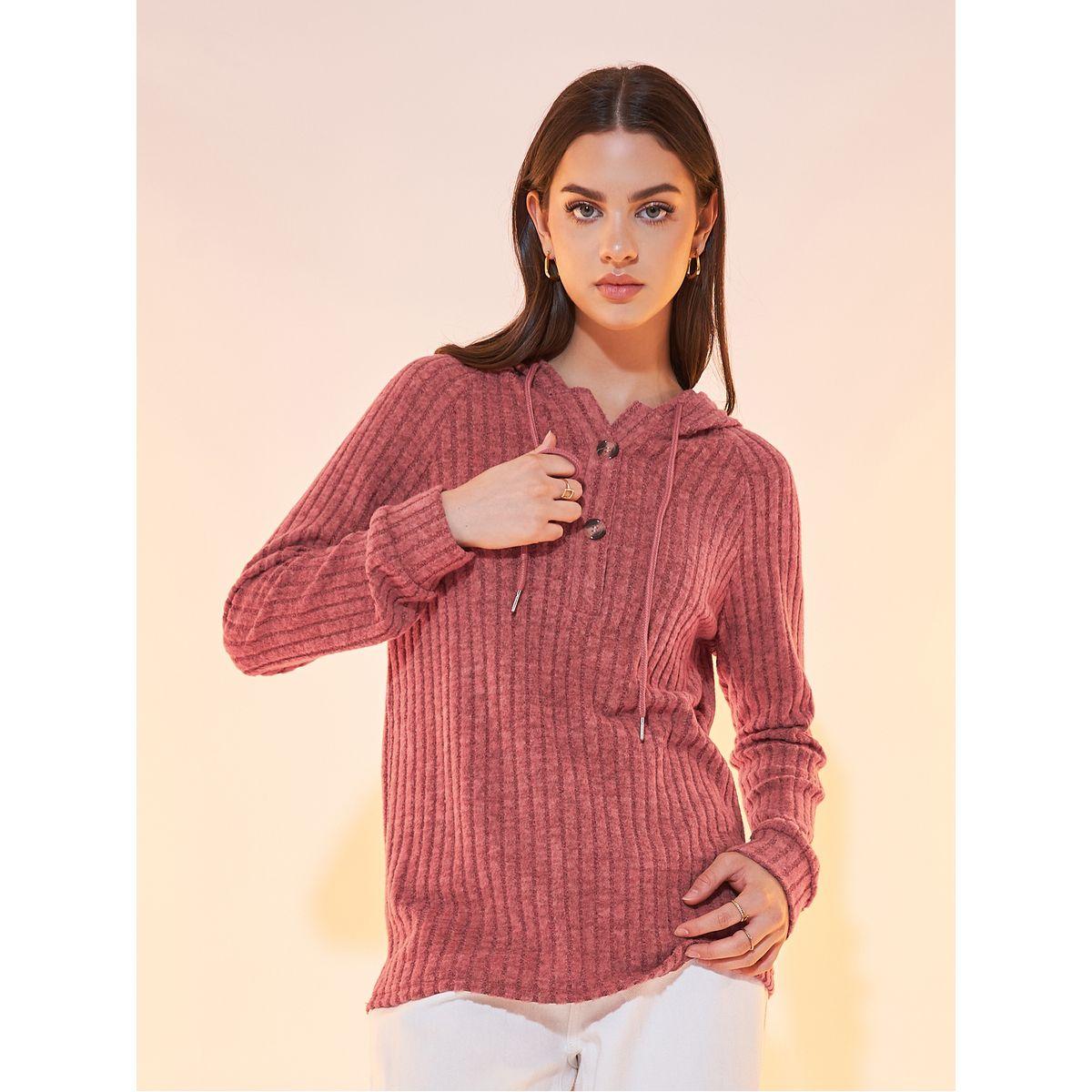 هودي بتفاصيل بارزة الملمس مع أربطة-women-winterwear-hoodiesandsweatshirts-hoodies-image-1