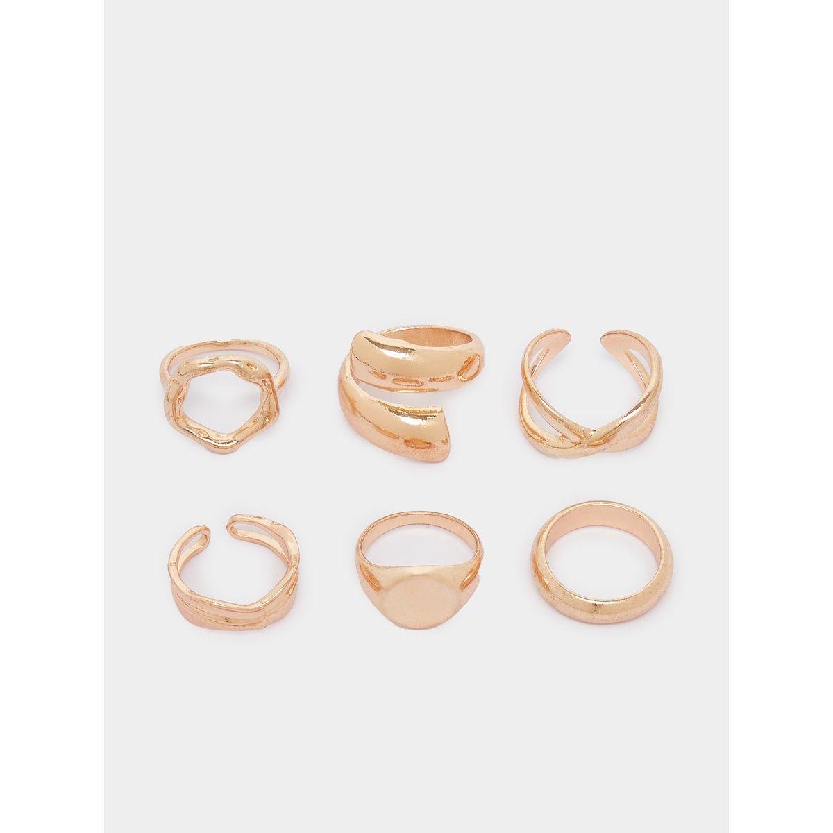 Styli Set of 6 - Assorted Textured Rings-women-watchesandjewellery-jewellery-rings-image-1