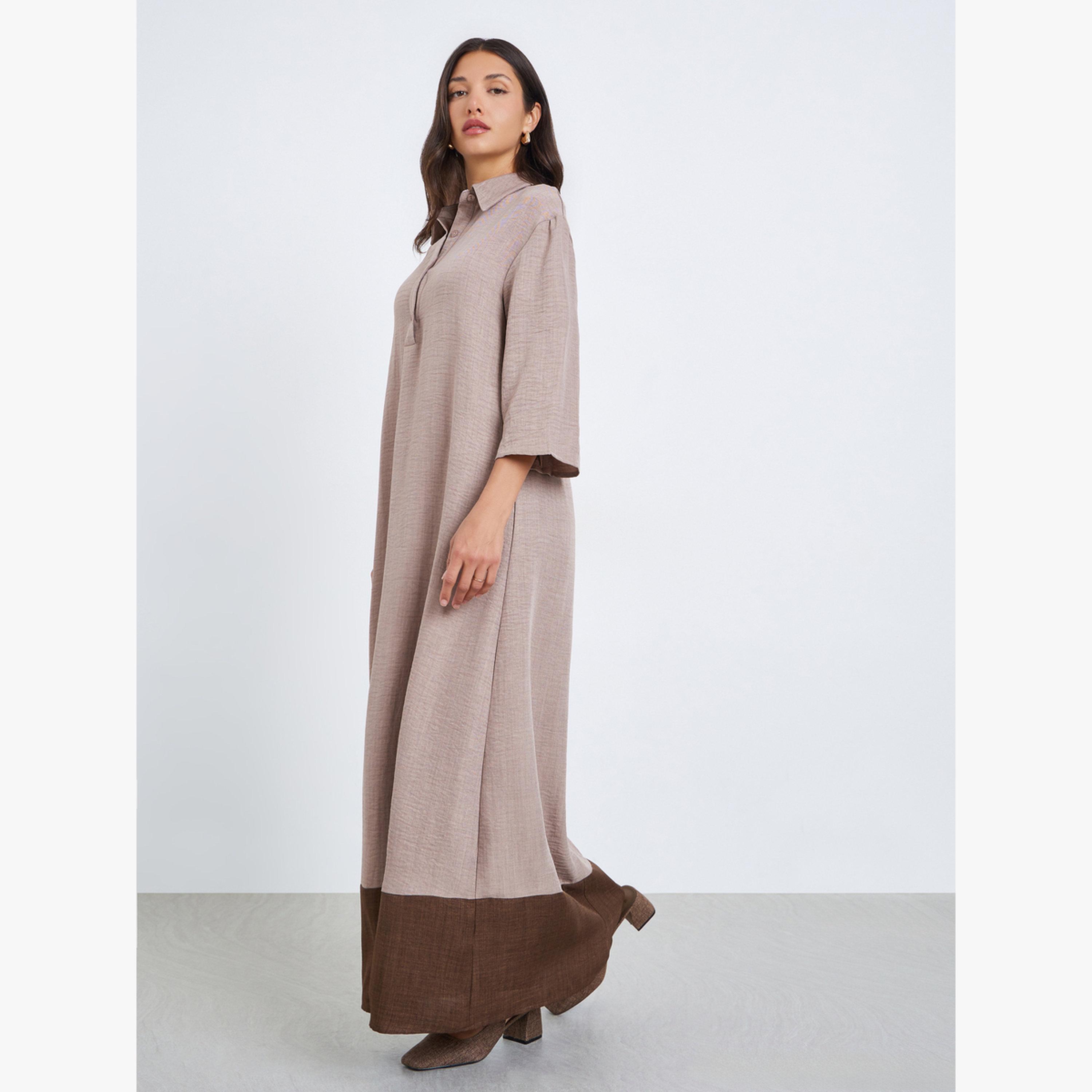 جلابية بياقة وحافة متباينة-women-arabicclothing-jalabiyas-image-3