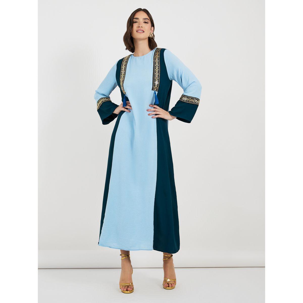 جلابية بتفاصيل مُتباينة وشراشيب-women-arabicclothing-jalabiyas-image-1