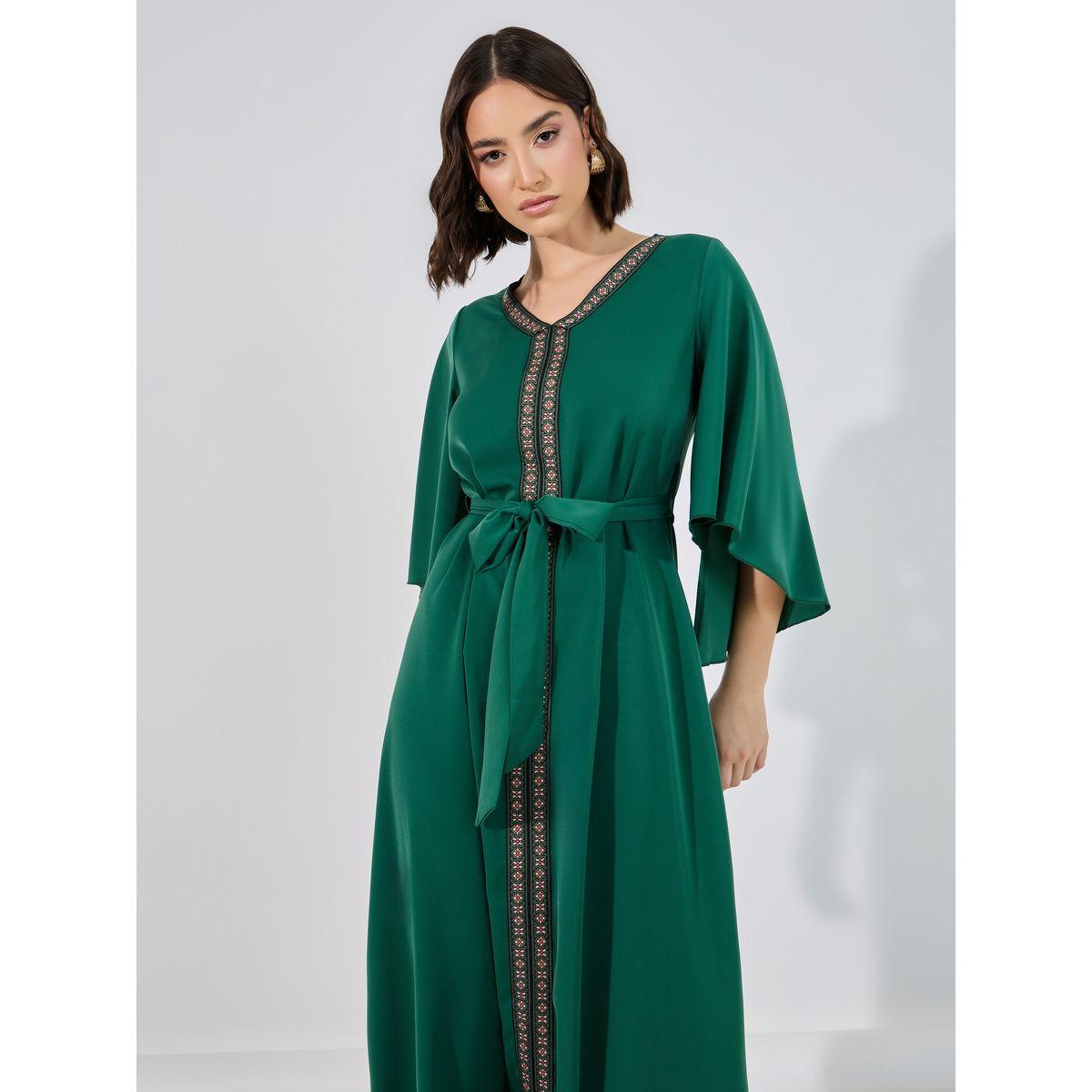 جلابية بتداخلات دانتيل وأكمام كيب-women-arabicclothing-jalabiyas-image-5