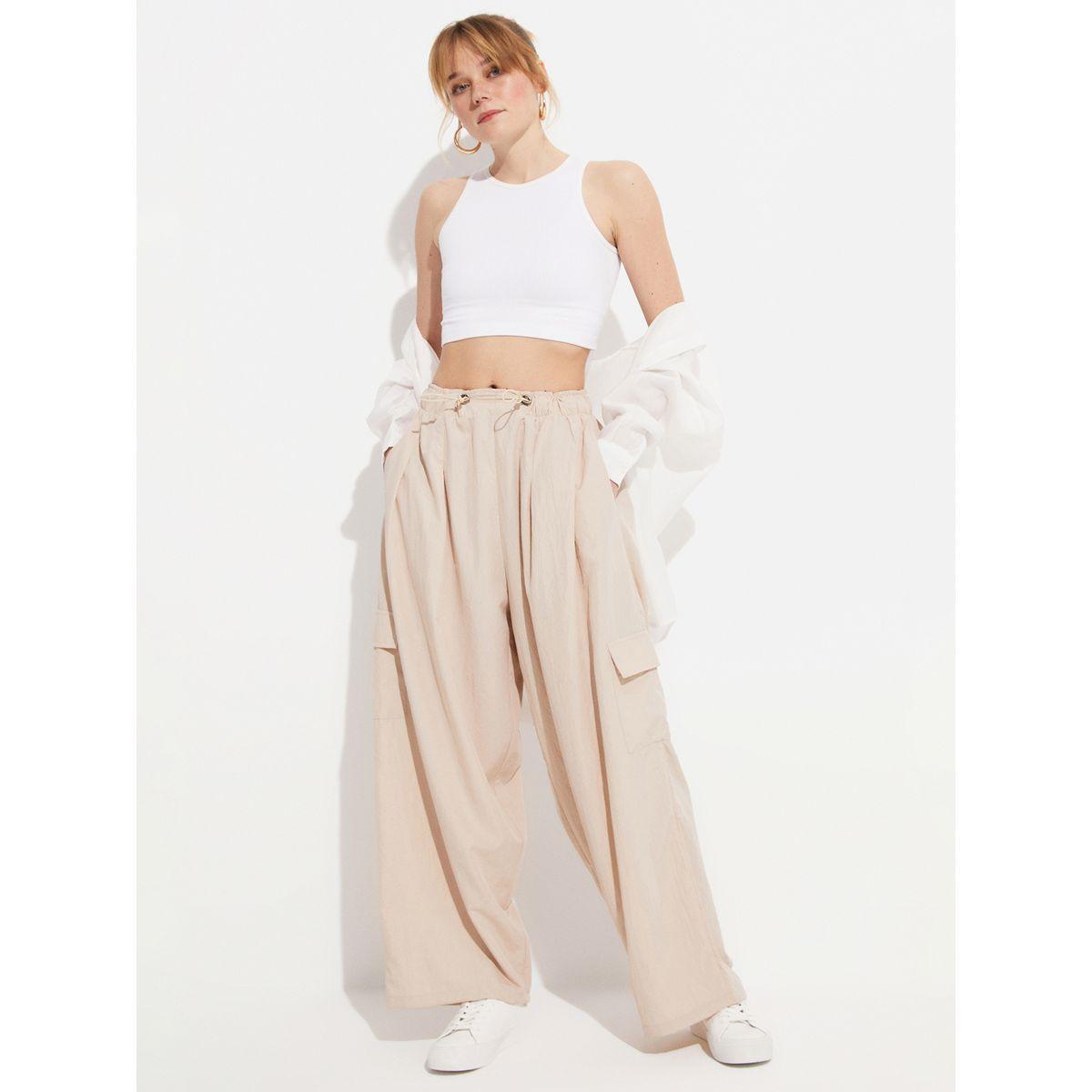 June Solid Cargo Pocket Wide Leg Pants-women-clothing-bottoms-trousers-image-1