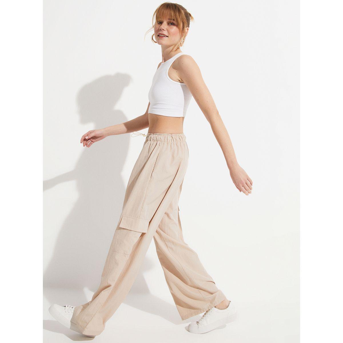June Solid Cargo Pocket Wide Leg Pants-women-clothing-bottoms-trousers-image-3