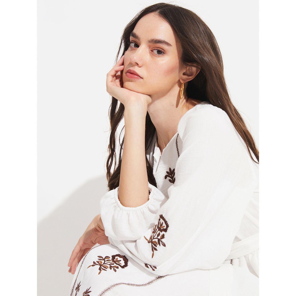 فستان ميدي بتفاصيل مُطرّزة مع أربطة-women-clothing-dresses-image-2