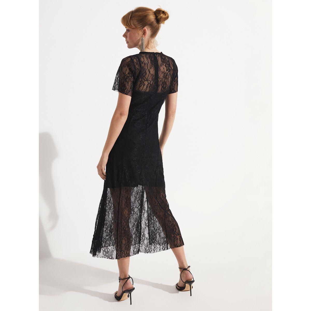 فستان ميدي مزين بشق مع تفاصيل دانتيل-women-clothing-dresses-image-5