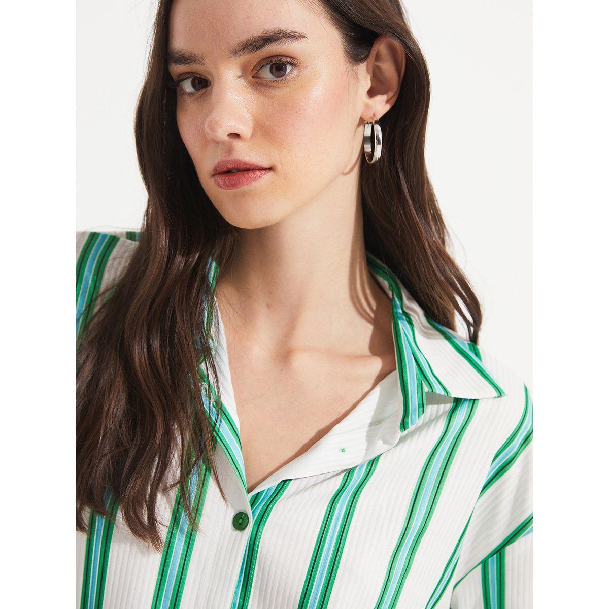 طقم منسق من بنطال منسوج مع بلوزة بقصة مريحة-women-clothing-coordsets-image-4
