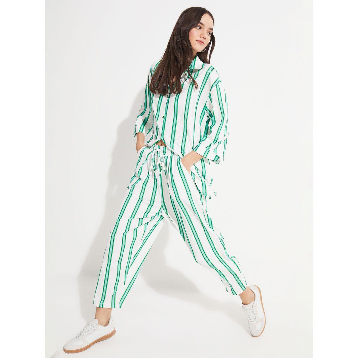 June Relaxed Fit Striped Shirt & Woven Pants Co-Ords-women-clothing-coordsets-image-5