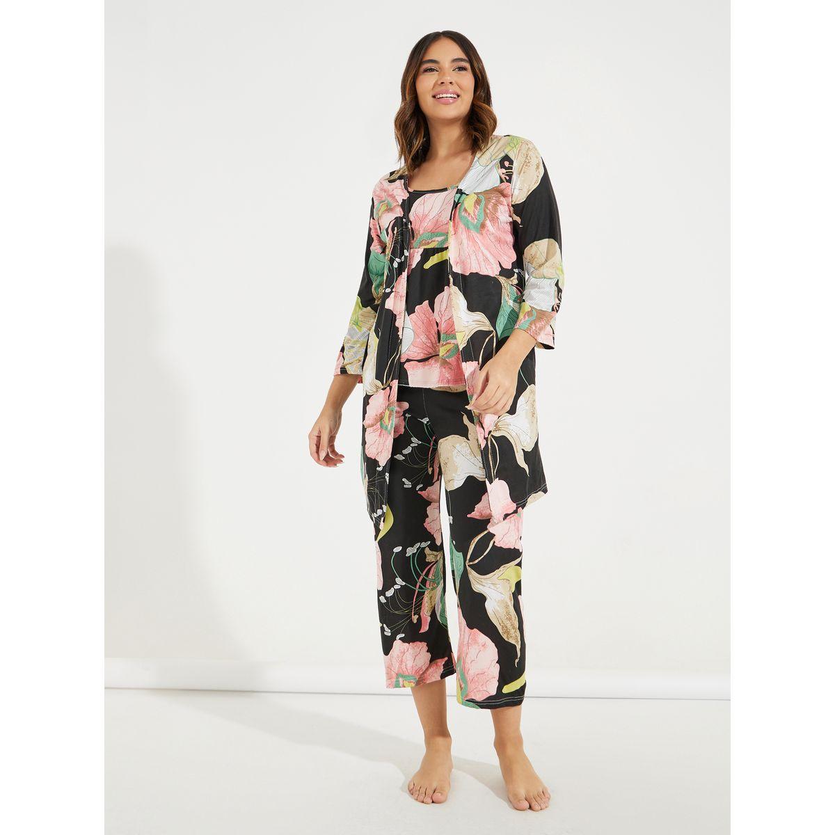 Styli Unwind Pack of 3- Floral Large Scale Cami, Robe & Pyjama-women-clothing-nightwear-pyjamas-longsets-image-2
