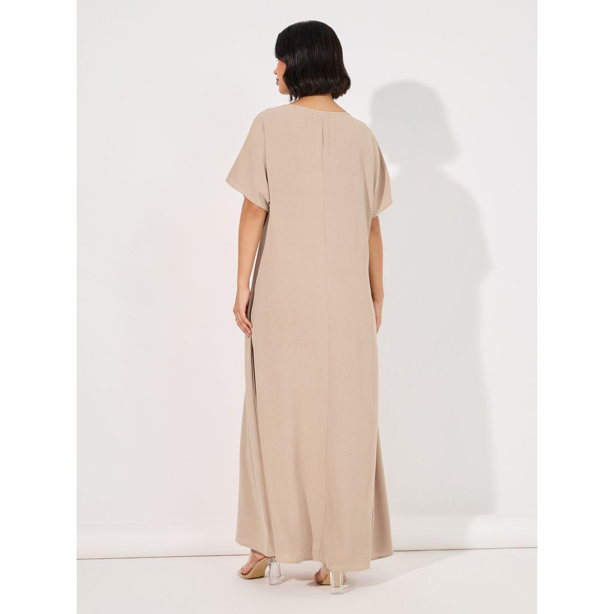 فستان طويل سادة مزين بكسرات-women-arabicclothing-jalabiyas-image-5