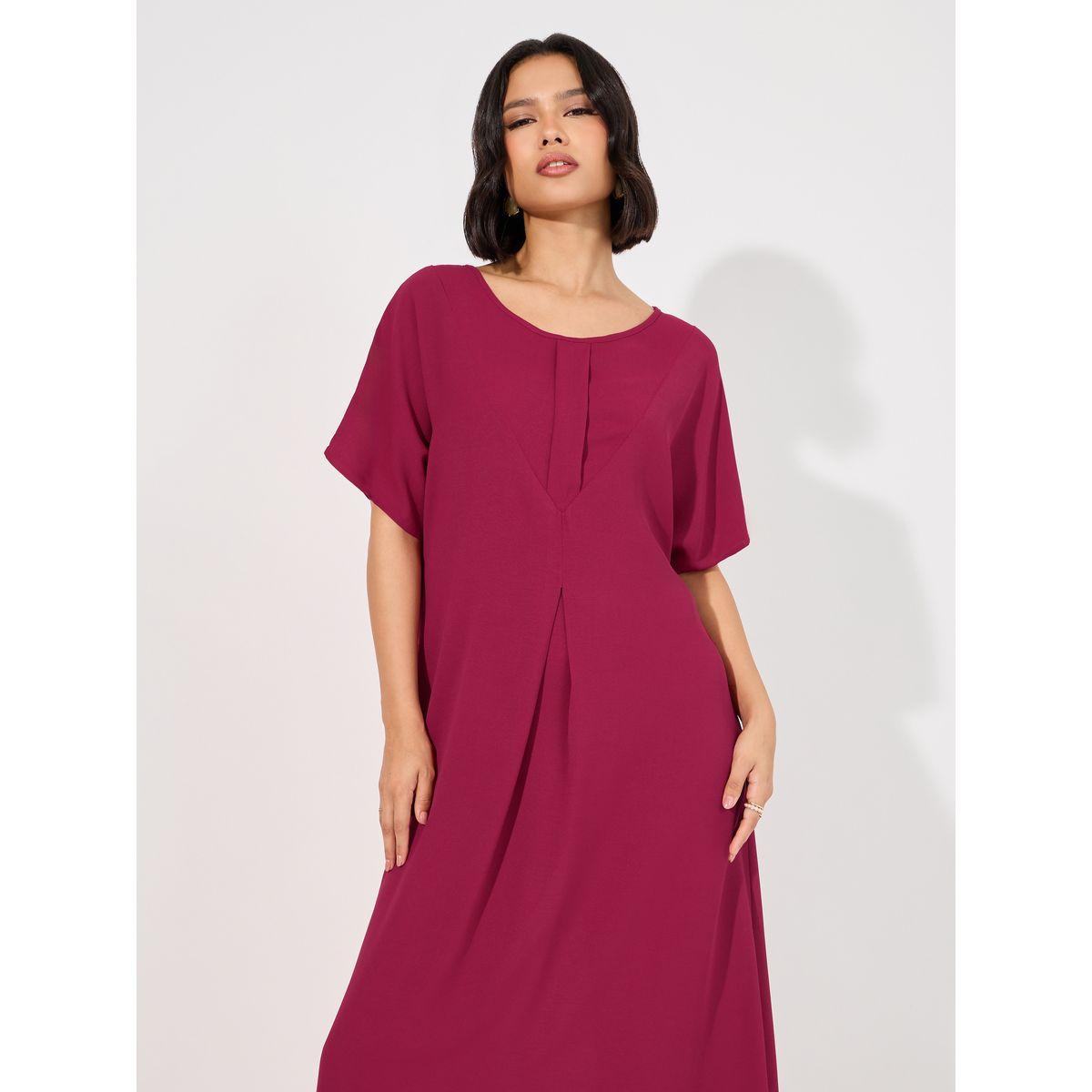 Styli Pleat Front Detail Under Abaya Dress-women-arabicclothing-jalabiyas-image-2