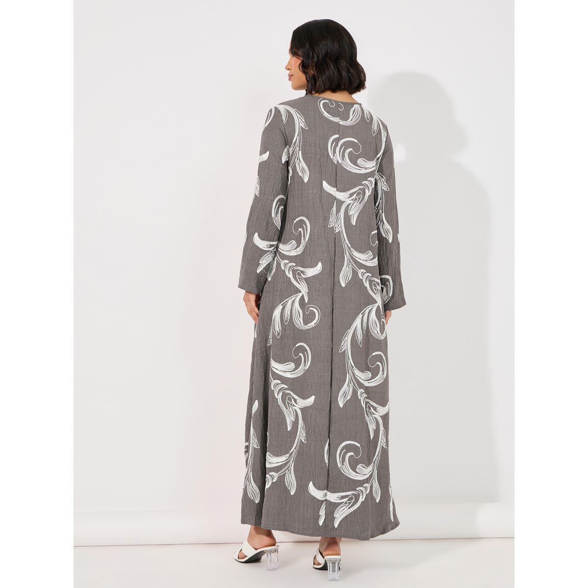 Styli All Over Embroidery Jalabiya with Gold Lace Trim-women-arabicclothing-jalabiyas-image-6