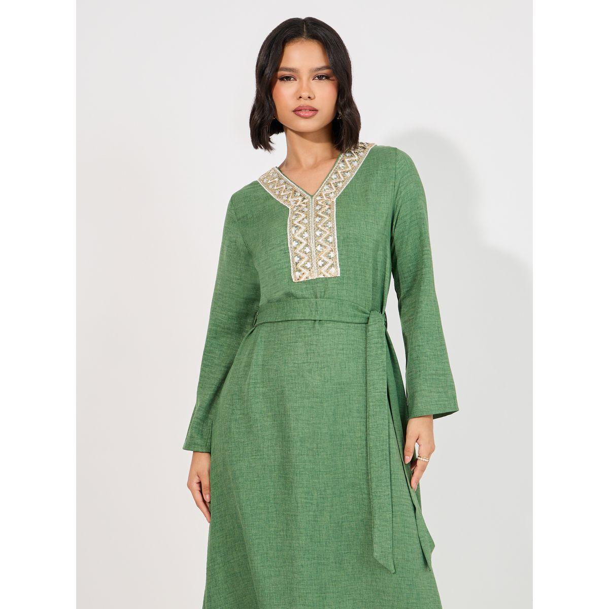 جلابية طويلة مزينة بالترتر-women-arabicclothing-jalabiyas-image-2