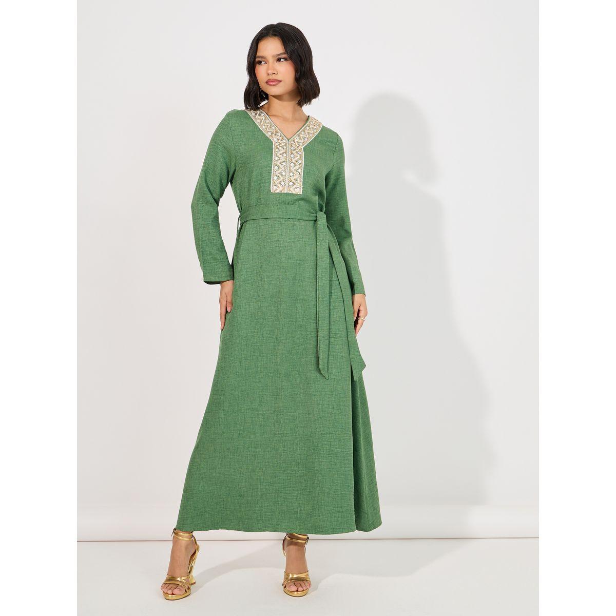 جلابية طويلة مزينة بالترتر-women-arabicclothing-jalabiyas-image-4
