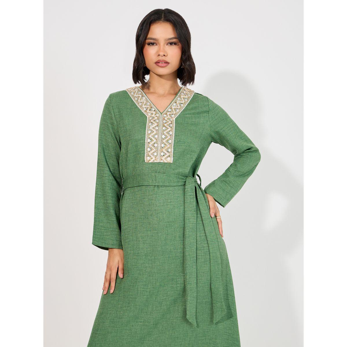 Styli Sequined Neck Decor Jalabiya-women-arabicclothing-jalabiyas-image-5