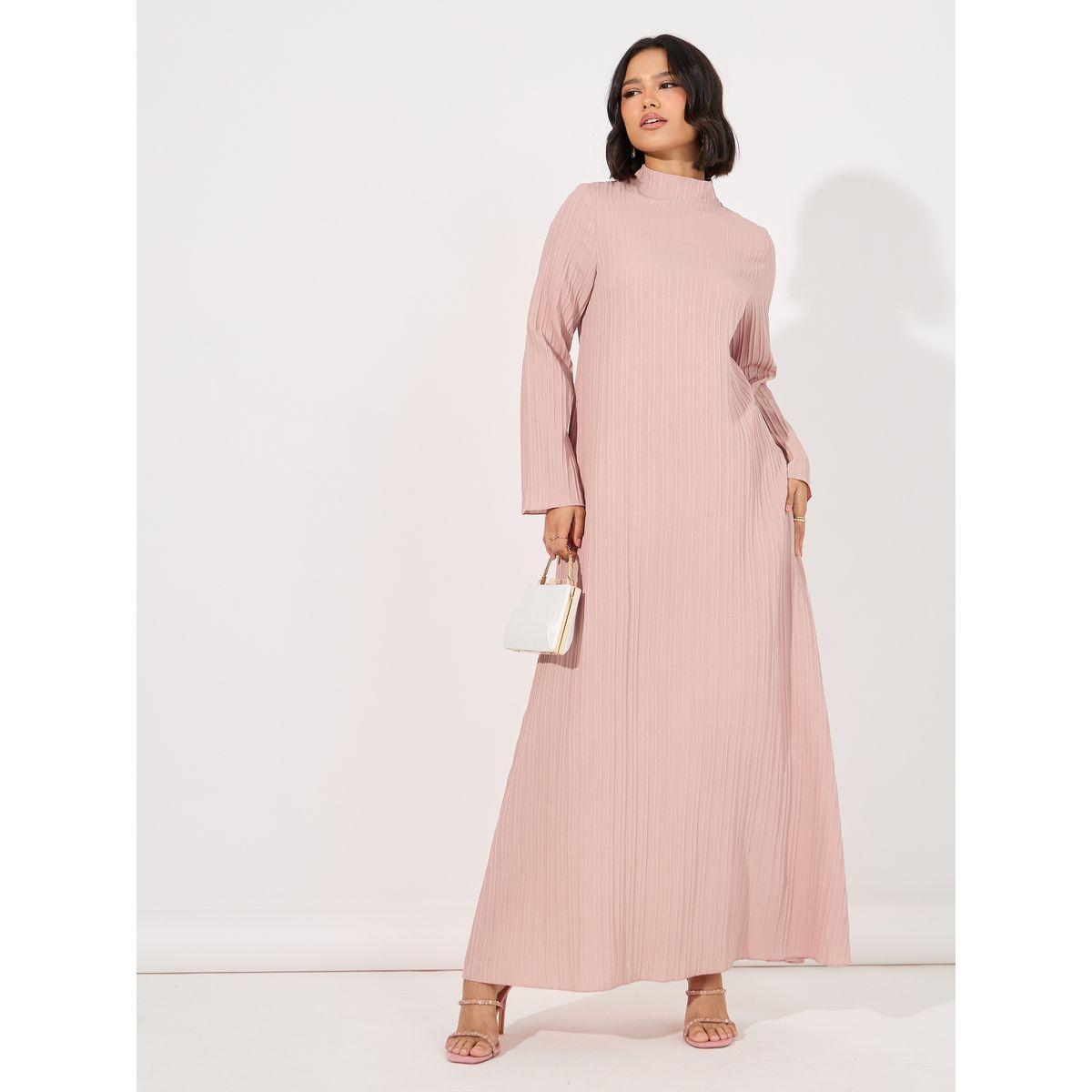 Styli Textured High Neck Jalabiya-women-arabicclothing-jalabiyas-image-1
