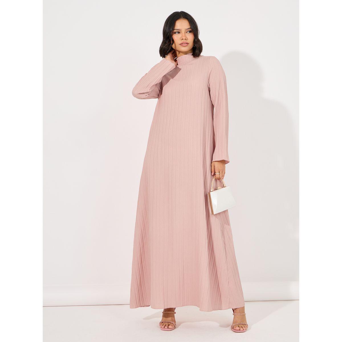 Styli Textured High Neck Jalabiya-women-arabicclothing-jalabiyas-image-4