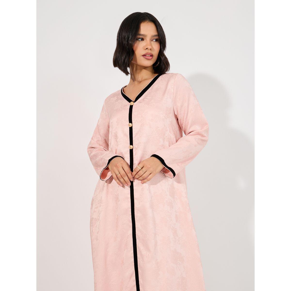 جلابية جاكار بتفاصيل مخمل وأزرار-women-arabicclothing-jalabiyas-image-5