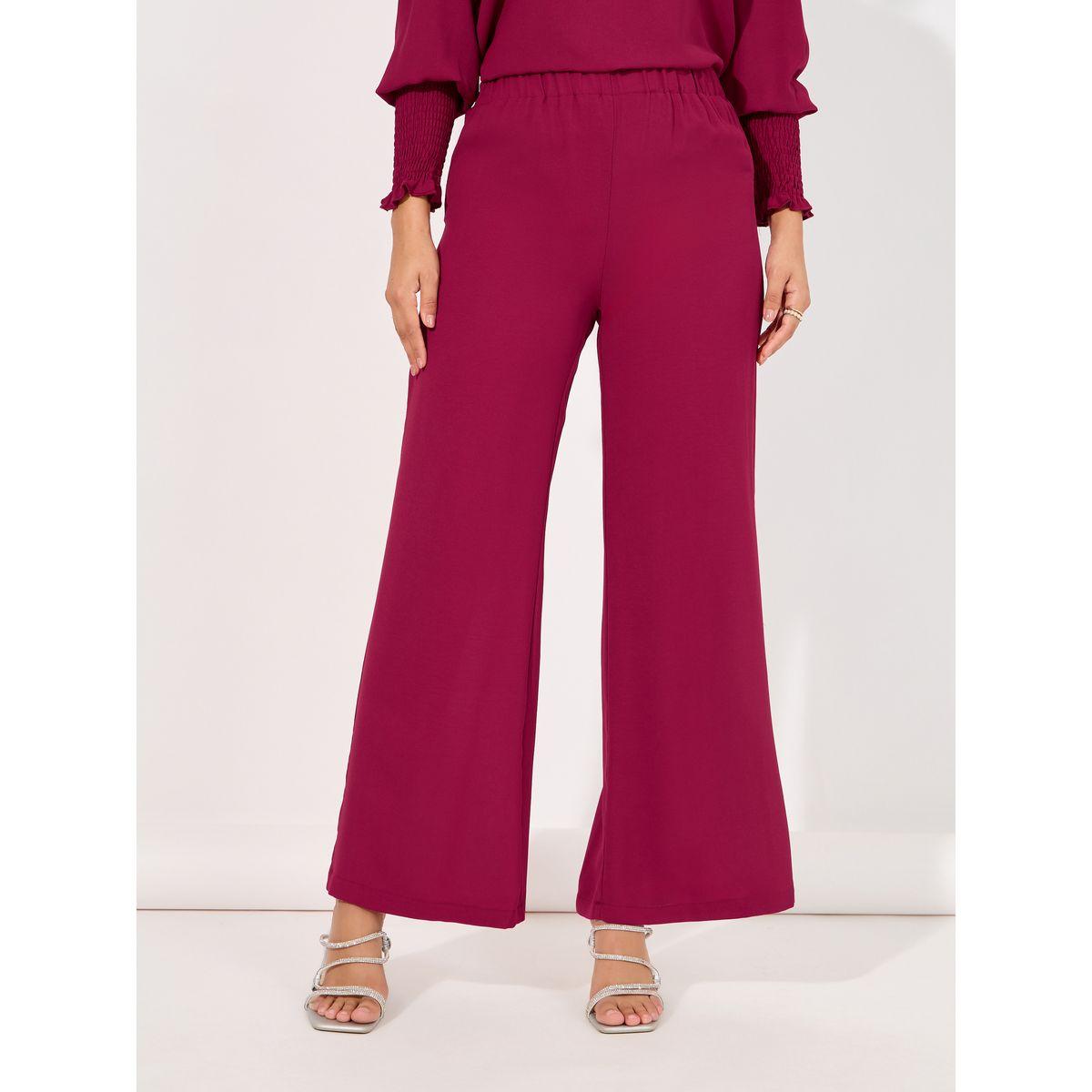 Styli Solid Cuff Sleeves Longline Top & Wide Leg Pants Modest Set-women-arabicclothing-sets-image-5