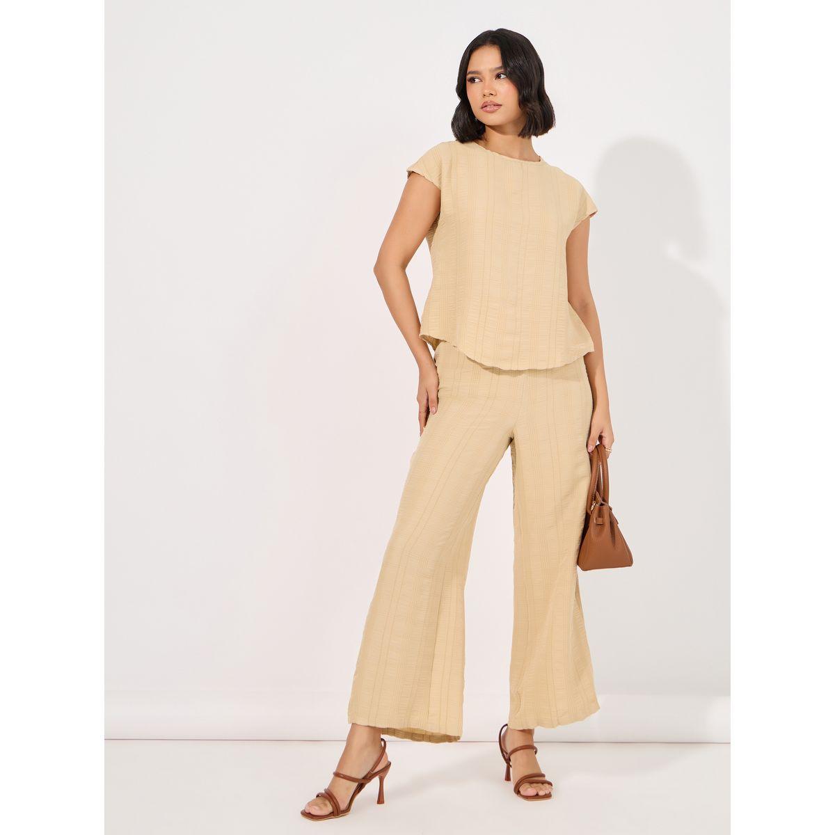 Styli Textured Top & Wide Leg Pants Modest Set-women-clothing-coordsets-image-1